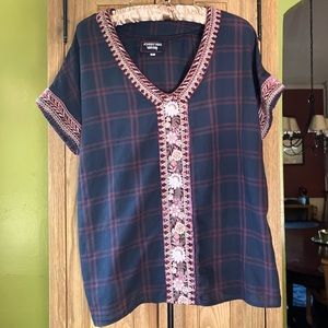 Johnny Was Plaid Top